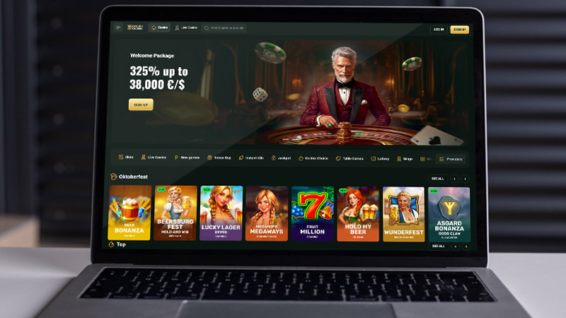 Goldex Casino hovedside på den bærbare computerskærm