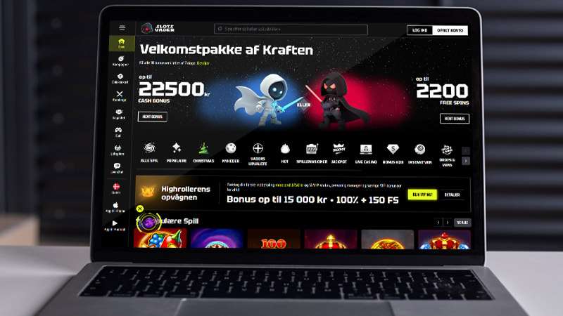 Slotsvader Casino hovedside på den bærbare computerskærm