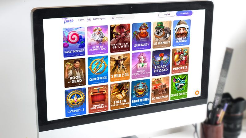 Tsars Casino spil-side på den bærbare computerskærm