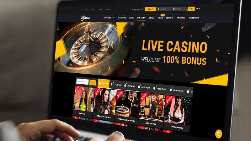 20Bets Casino spil-side på den bærbare computerskærm
