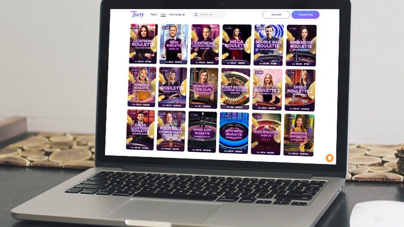 Tsars Casino Live-roulette spilside på den bærbare computerskærm