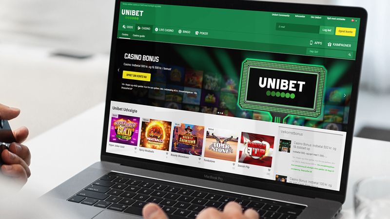 Unibet hovedside på den bærbare computerskærm