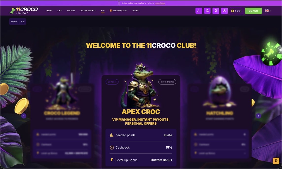 VIP program på 11Croco Casino
