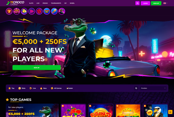 Hovedside p&aring; 11Croco Casino Site
