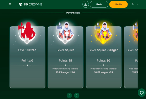 VIP program på 50crowns Casino 