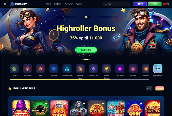Hovedside på Azurslot Casino