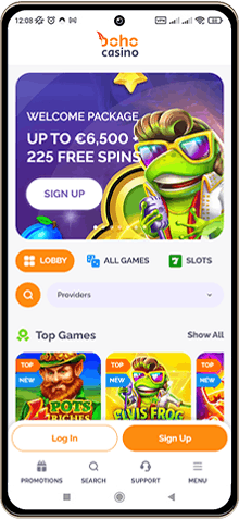 Boho Casino Hovedside på Mobilskærm