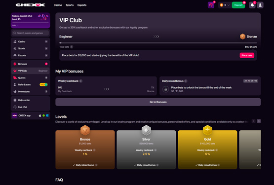 VIP program på Chexx Casino 
