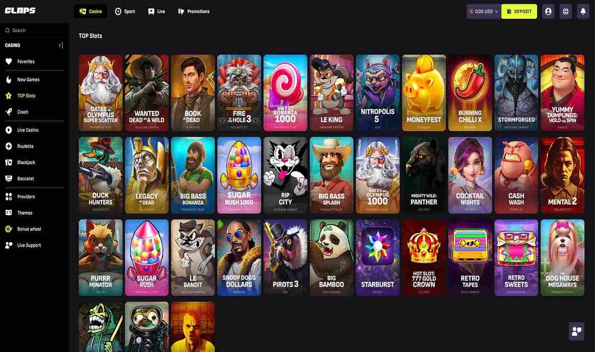 De bedste spilleautomater på Claps Casino