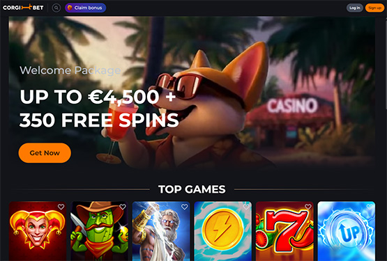 Hovedside på Corgibet Casino Site