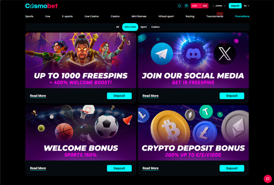 Bonusser og kampagner på CosmoBet Casino