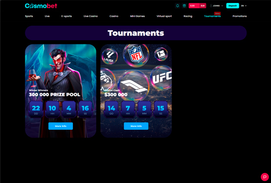 Turneringer på CosmoBet Casino