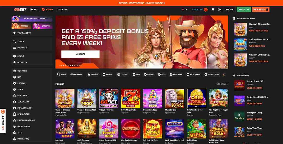 Hovedside på GG.Bet Casino Site