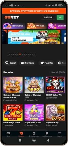 GG.Bet Casinos Hovedside på Mobilskærm
