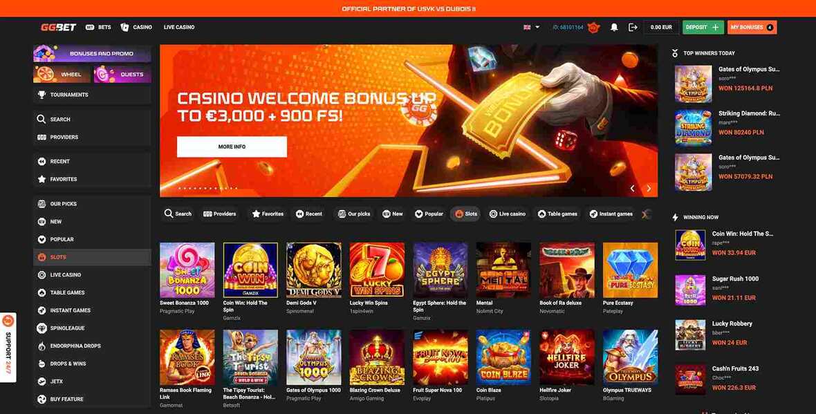 spilleautomater på GG.Bet Casino