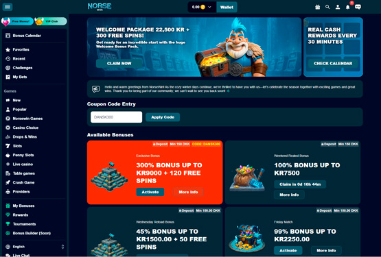 Bonusser og kampagner på Norsewin Casino