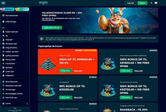 Bonusser og kampagner p&aring; Norsewin Casino