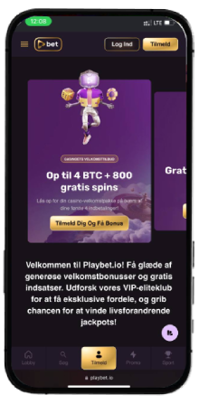 Playbet.io Casino hovedskærm på mobil