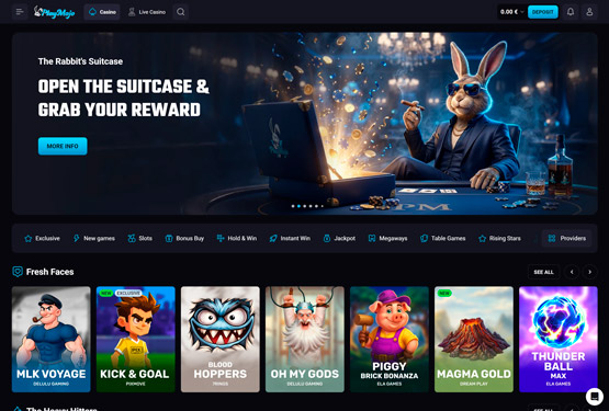 Hovedside på Playmojo Casino Site