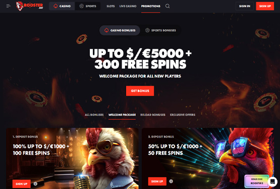 Bonusser og kampagner på Rooster bet Casino