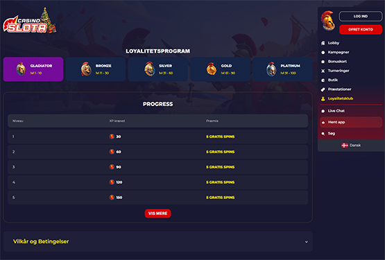 VIP program på Slota Casino