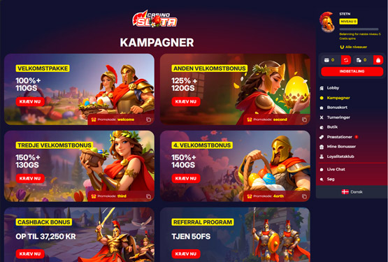Bonusser og kampagner på Slota Casino