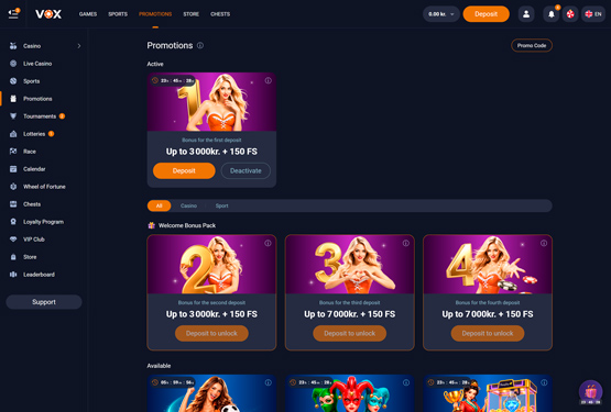 Bonusser og kampagner på Vox Casino