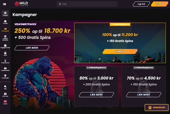 Bonusser og kampagner på Wild Tokyo casino