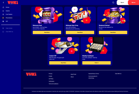 Bonusser og kampagner på Yuki Casino
