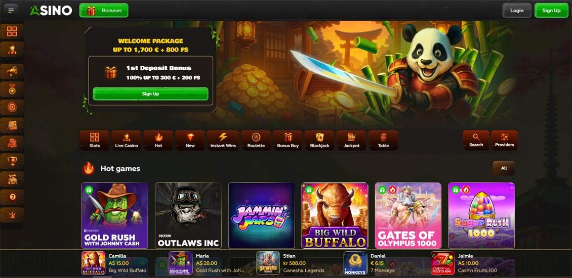 Asino Casino registreringsproces trin 1