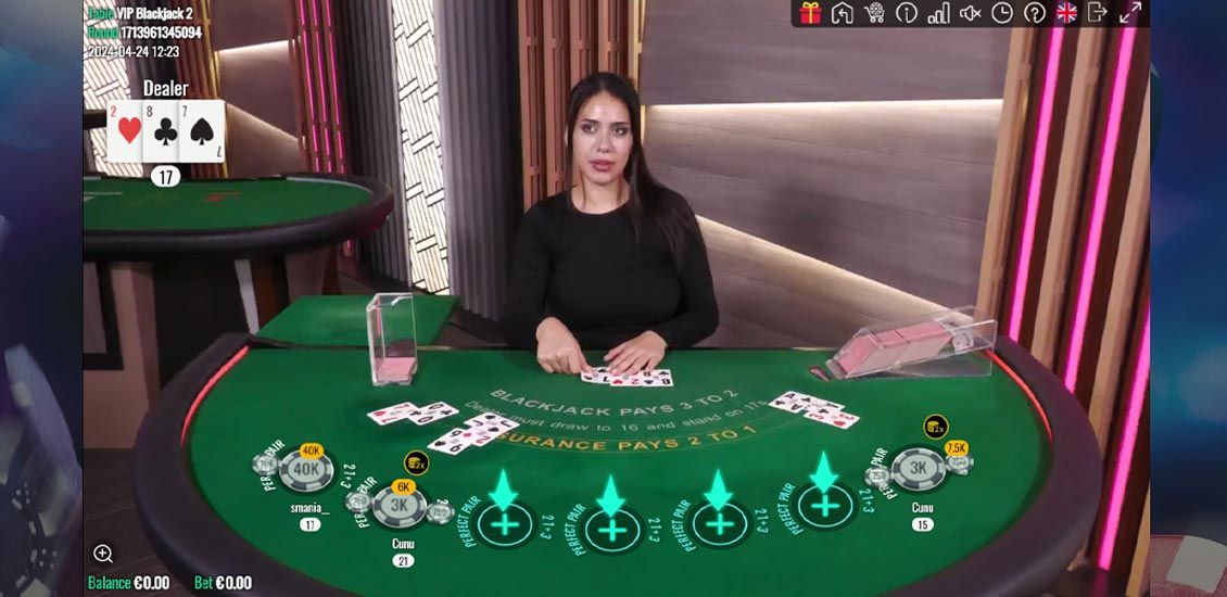 Live Blackjack-skærmbillede på Betglobal Casino