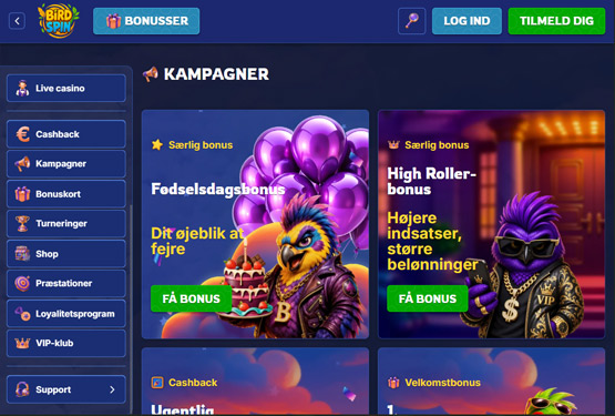 Bonusser og kampagner på Birdspin Casino