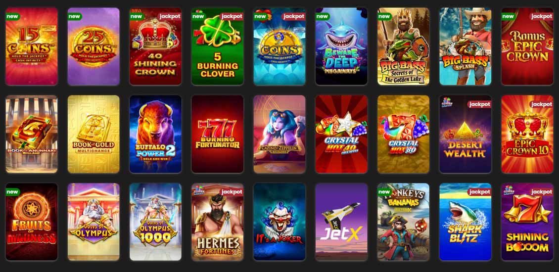 Liste over spilleautomater på Casinostars casino