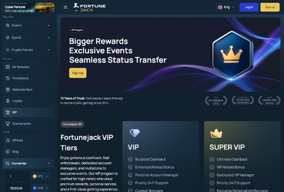 VIP program på FortuneJack Casino 