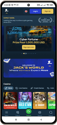 Fortunejack Casinos Hovedside på Mobilskærm