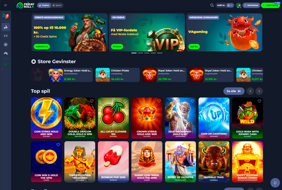 Hovedside på FridayRoll Casino Site