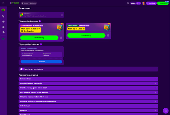 Bonusser og kampagner på Gambloria Casino