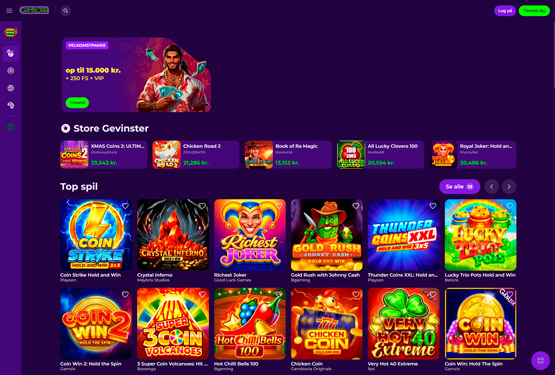 Hovedside på Gambloria Casino Site
