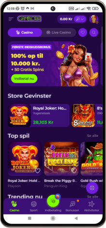 Gambloria Casino Hovedside på Mobilskærm