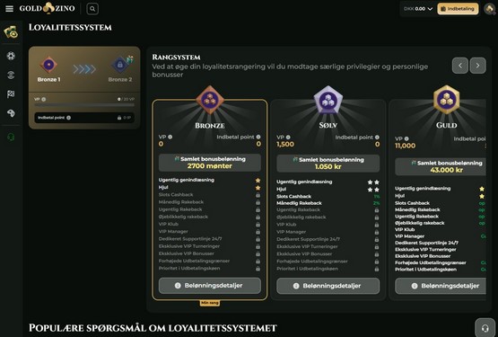 VIP program på Goldzino Casino