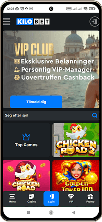 Kilobet Casinos Hovedside på Mobilskærm