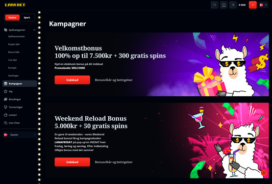 Bonusser og kampagner på Lamabet Casino