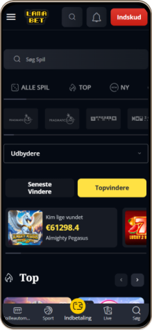 Lamabet Casino Hovedside på Mobilskærm