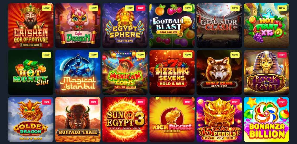 Liste over spilleautomater på Slots casino