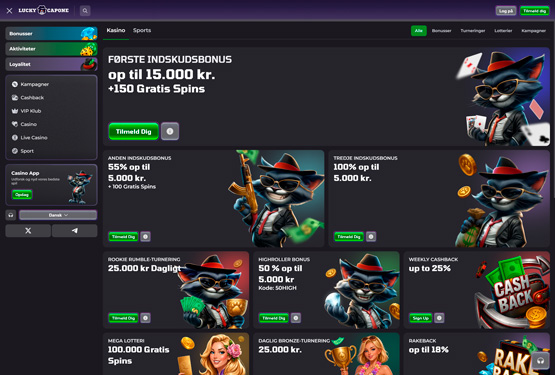 Bonusser og kampagner på Luckycapone Casino