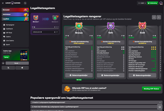 VIP program på Luckycapone Casino