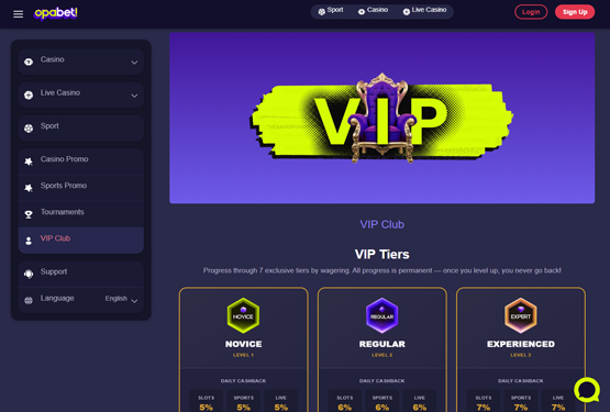 VIP program på Opabet Casino 