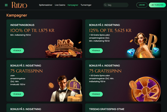 Bonusser og kampagner på Ritzo Casino