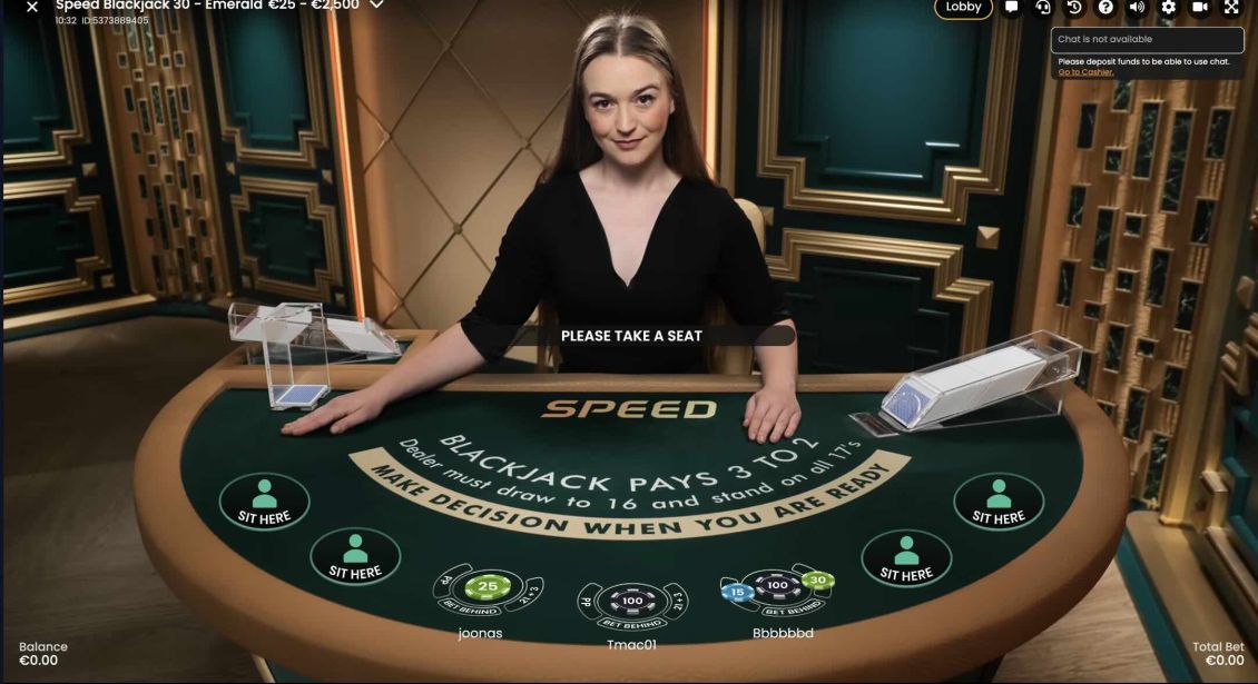 Live blackjack-spil på Sloterra Casino