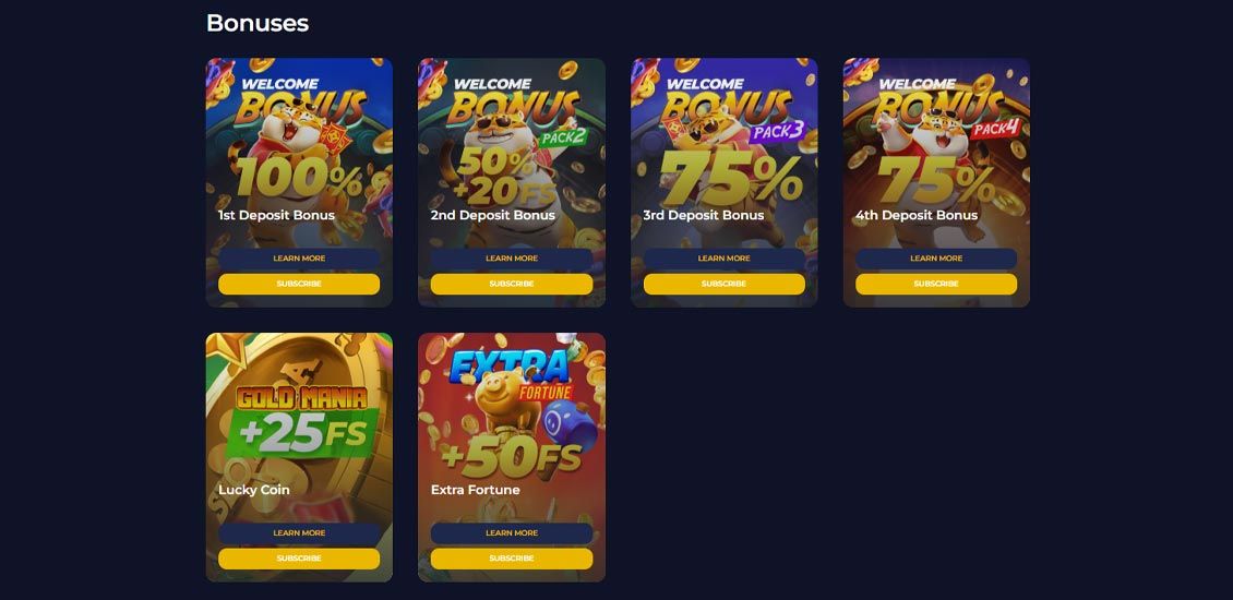 Bonussiden på Sloterra Casino -webstedet